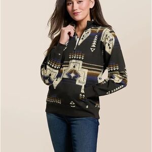 Womens Ariat Black and Cream Thornstone Aztec 1/4 zip sweatshirt, M